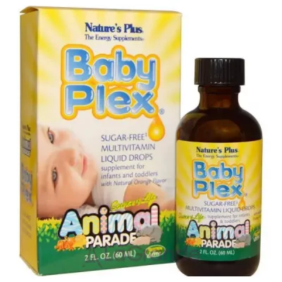 Nature's Plus Source of Life Animal Parade Baby Plex Sugar Free Multivitamin Liquid Drops Natural Orange Flavor ³  ,  ,  ,  