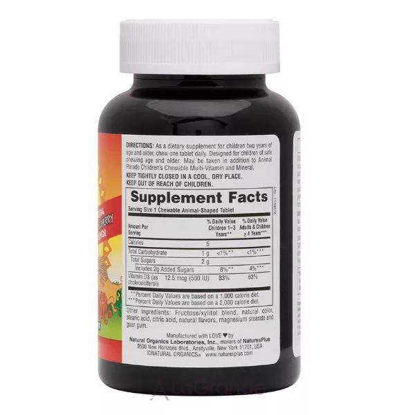 NaturesPlus Source of Life Animal Parade Vitamin D3 500 IU ³���� �3 500 �� 