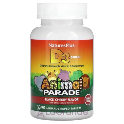 NaturesPlus Source of Life Animal Parade Vitamin D3 Sugar Free 500 IU  3 500         