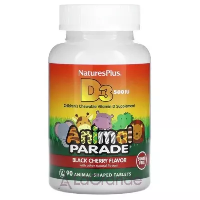 NaturesPlus Source of Life Animal Parade Vitamin D3 Sugar Free 500 IU  3 500         