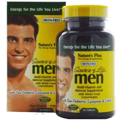 Nature's Plus Source of Life Men Multi-Vitamin and Mineral Supplement Iron-Free       