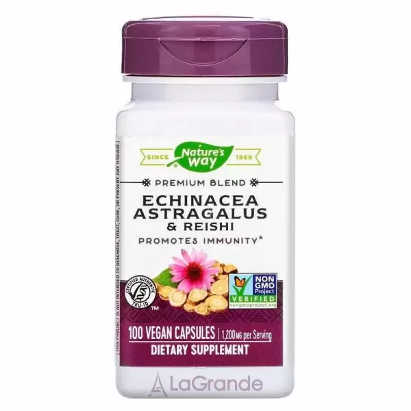 Nature's Way Echinacea Astragalus & Reishi ��������, �������� � �����, 1200 ��