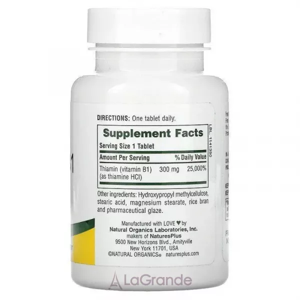 NaturesPlus Vitamin B1 300 mg ������� B1, 300 ��