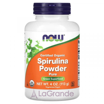 NOW Foods Certified Organic Spirulina Powder Pure     , 