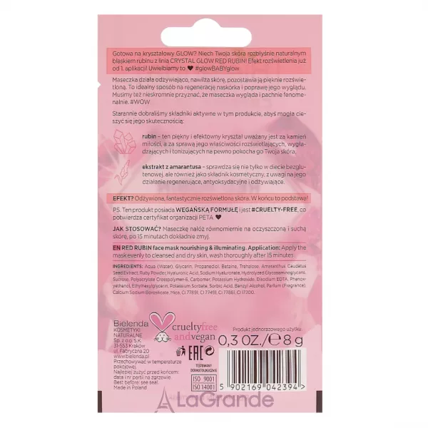 Bielenda Crystal Glow Red Rubin Face Mask ����������� � ����������� ����� ��� ����