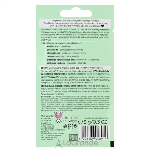 Bielenda Skin Restart Sensory Mattifying Prebiotic Mask ���������� ����� ��� ���� � ������������ (�������)
