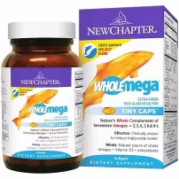 New Chapter Wholemega Extra-Virgin Wild Alaskan Salmon Whole Fish Oil, Tiny Caps ĳ������ ������� "��� ������������ ������", 500 ��