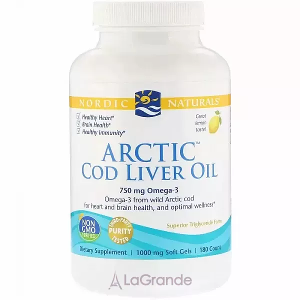 Nordic Naturals Arctic Cod Liver Oil, Lemon ����� ��� �� ������ ����������� ������, 1000 ��, �� ������ ������
