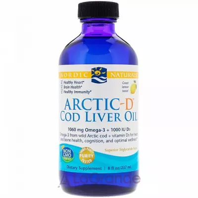 Nordic Naturals Arctic-D Cod Liver Oil, Lemon       D3,   