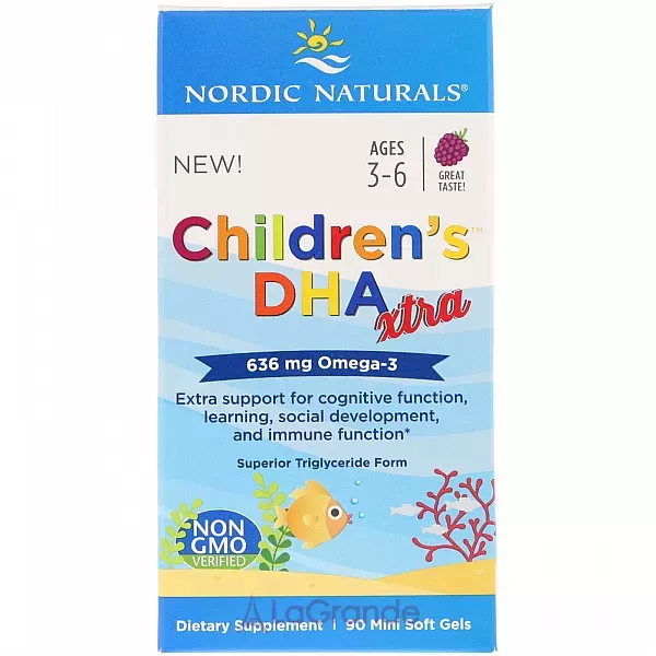 Nordic Naturals Children's DHA Xtra 636 mg �����-3, ��� � ��� ��� ����� 3-6 ���, 636 ��, �� ������ ����