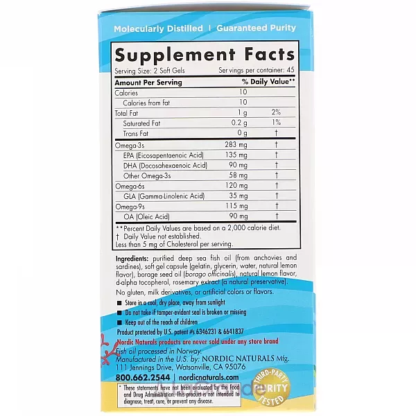 Nordic Naturals Complete Omega Junior 283 mg ����� ��� ��� ���������� �� 6 �� 12 ���, 283 ��, �� ������ ������