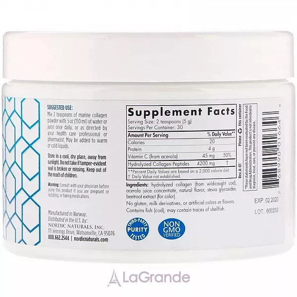 Nordic Naturals Marine Collagen ������� �������� � ����������� ��������� �, �� ������ ��������