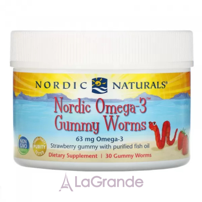 Nordic Naturals Omega-3 Gummy Worms 63 mg    , 63 ,     