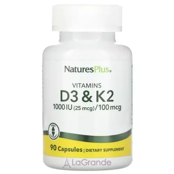NaturesPlus Vit D3/Vit K2 1000 IU/100 mcg ³���� �3 �� �2 1000 ��/100 ��� � ��������
