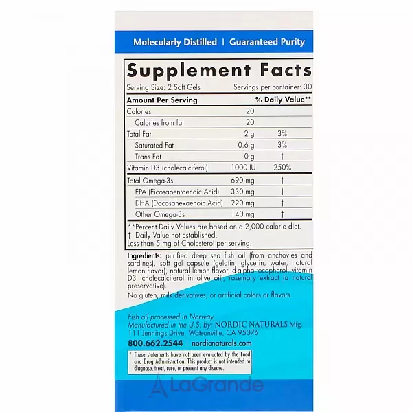 Nordic Naturals Omega-3D ����� ��� �����-3�, 1000 ��, �� ������ ������
