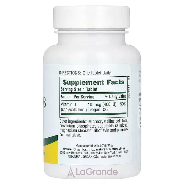 NaturesPlus Vitamin D3 400 IU ������� �3 400 �� � ���������