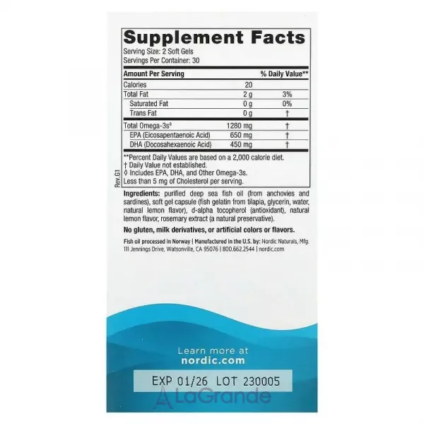 Nordic Naturals Ultimate Omega 1280 mg �����-3, 1280 ��, � ������ ������