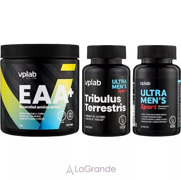 VPlab Ultra Men's Power Box ������������ ���� ��� ������� (Ultra Men's Sport Multivitamin Formula 90 ��. + Tribulus Terrestris 90 ��. + EAA + 250 ��)