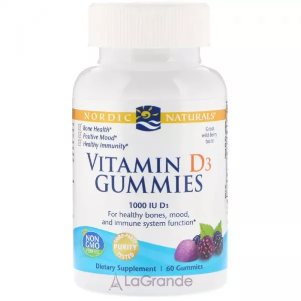 Nordic Naturals Vitamin D3 Gummies 1000 IU ������� D3, 1000 ��, ����������� �������� �� ������ ������ ����