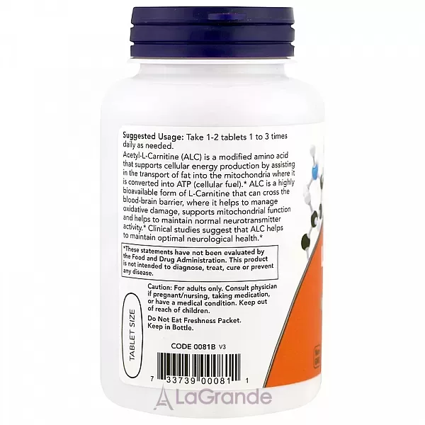 Now Foods Acetyl-L-Carnitine 750 mg ������-�-��������, 750 ��