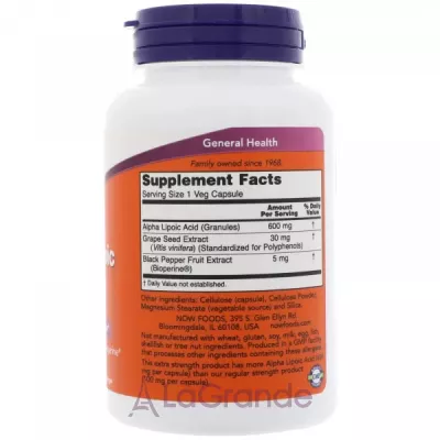 Now Foods Alpha Lipoic Acid 600 mg - , 600 