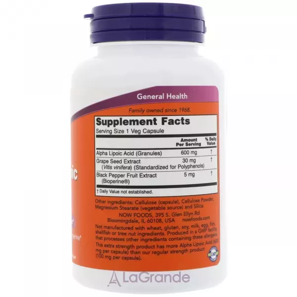 Now Foods Alpha Lipoic Acid 600 mg �����-����� �������, 600 ��