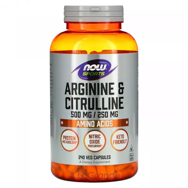 Now Foods Arginine & Citrulline 500 mg/250 mg ������ � �������, 500 ��/250 ��