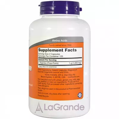 Now Foods L-Arginine 500 mg L-, 500 