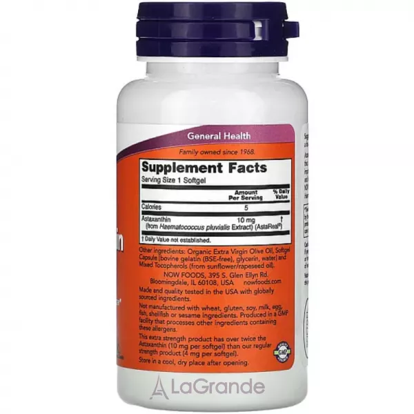 Now Foods Astaxanthin Extra Strenght 10 mg ����������� ���������� ����, 10 ��