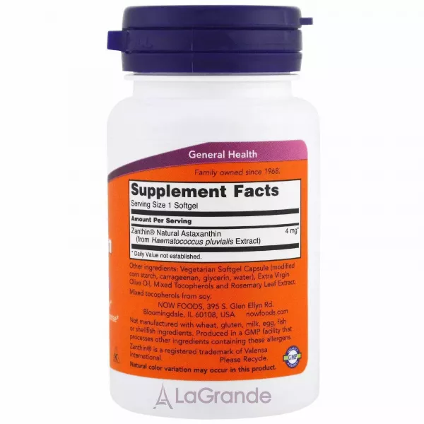 Now Foods Astaxanthin 4 mg ����������� (��������� �������� ����), 4 ��