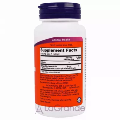 Now Foods Astaxanthin 4 mg , 4 