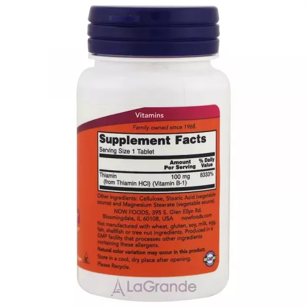 Now Foods Vitamin B-1 100 mg ������� B1 ������, 100 ��