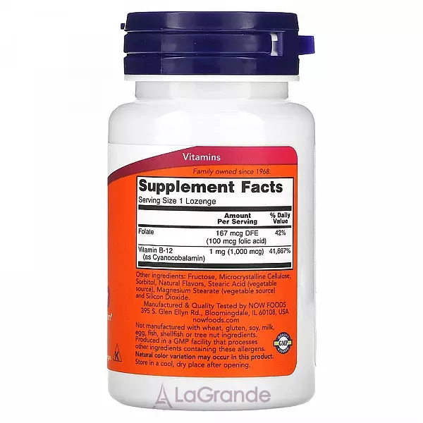 Now Foods Vitamin B-12 1000 mcg with Folic Acid ������� �12 � �������� �������, 1000 ���
