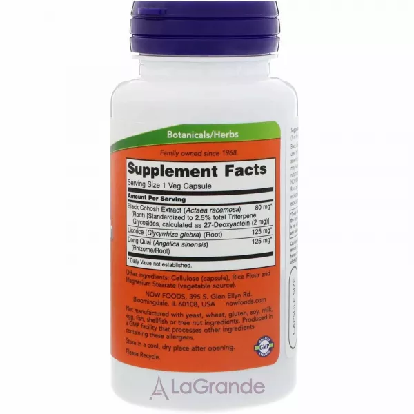 Now Foods Black Cohosh Root 80 mg ������ ��������� ������������ � �������� � �������, 80 ��