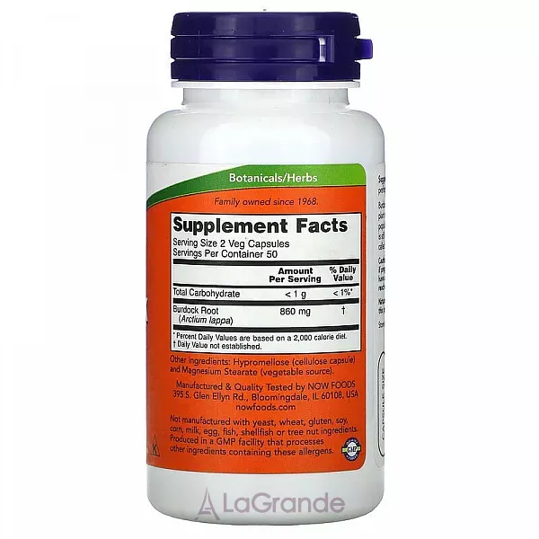 Now Foods Burdock Root 430 mg ����� ������, 430 ��