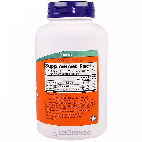 Now Foods Calcium & Magnesium Citrate Powder with Vitamin D3 ������� �� ������ � ������� D3, �������