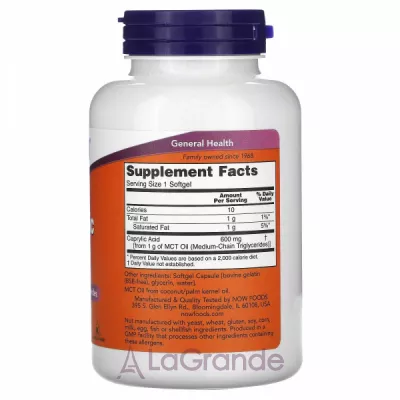 Now Foods Caprylic Acid 600 mg  , 600 