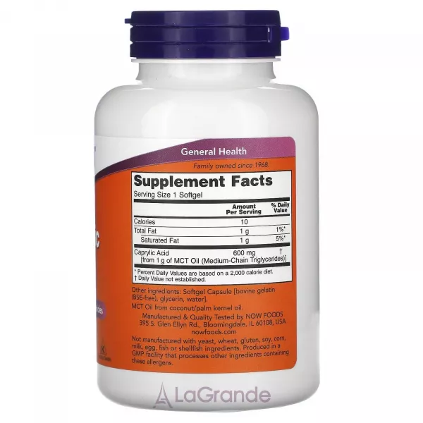 Now Foods Caprylic Acid 600 mg ��������� �������, 600 ��