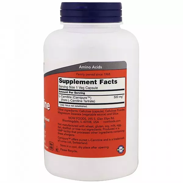 Now Foods L-Carnitine 500 mg L-��������, 500 ��
