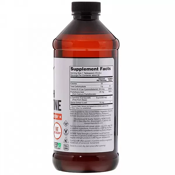Now Foods Triple Strength L-�arnitine 3000 mg L-�������� ������, 3000 ��, � ���������� ������
