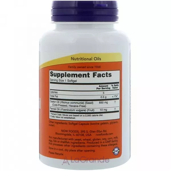 Now Foods Castor Oil 650 mg ��������� ���, 650 ��
