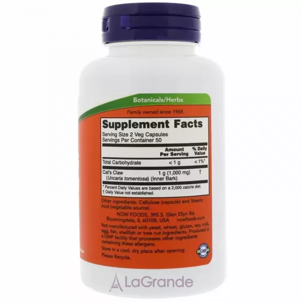 Now Foods Cat's Claw 500 mg ������� �����, 500 �� (�������� ������ �������)