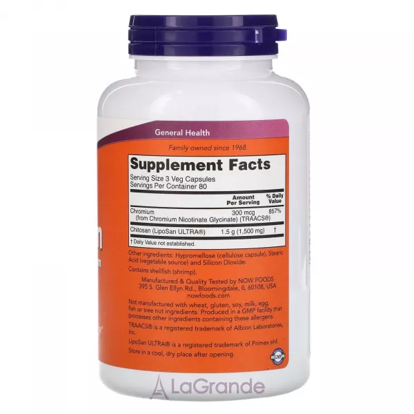 Now Foods Chitosan 500 mg Plus Chromium ճ����� �� ���� ��� ���������
