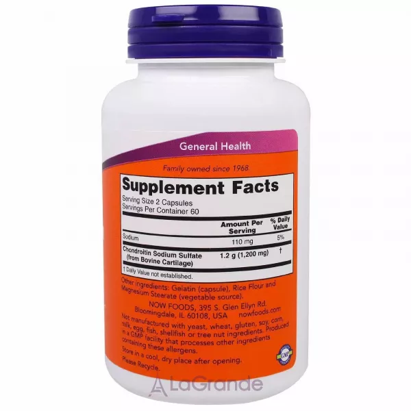 Now Foods Chondroitin Sulfate 600 mg ���������� �������, 600 �� (��� ��������� �������������� ����� � �������������� ������� �����)