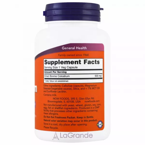 Now Foods Colostrum 500 mg ���������, 500 ��
