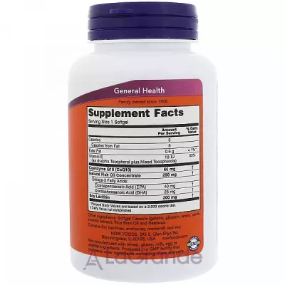 Now Foods CoQ10 60 mg with Omega-3 Fish Oil  Q10, 60 ,   