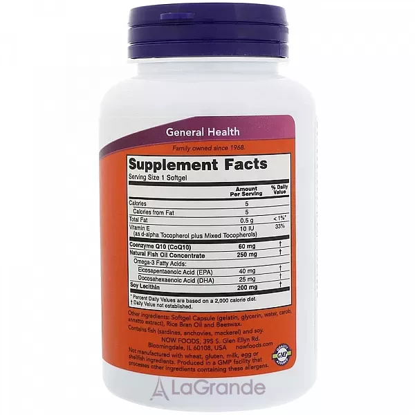 Now Foods CoQ10 60 mg with Omega-3 Fish Oil ������� Q10, 60 ��, � ���'���� �����