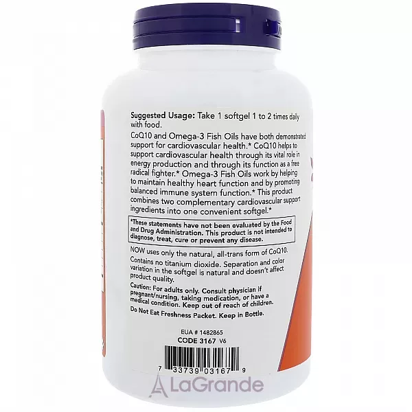 Now Foods CoQ10 60 mg with Omega-3 Fish Oil ������� Q10, 60 ��, � ���'���� �����