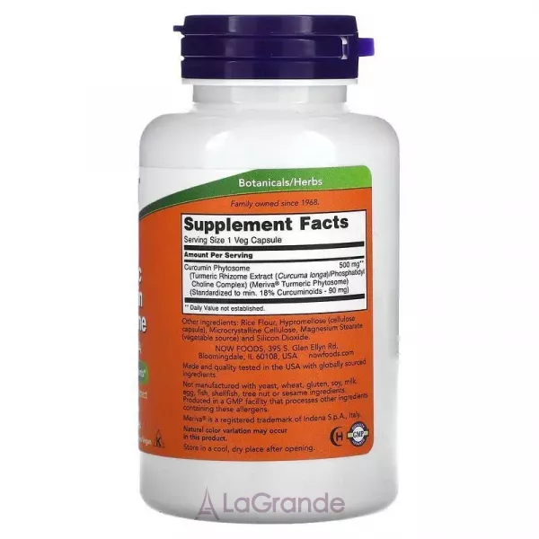 Now Foods Turmeric Curcumin Phytosome ������� ��������, 500 ��