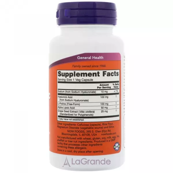 Now Foods Hyaluronic Acid Double Strength 100 mg ó��������� ������� ��� �������� �������, ������, ��'����, ���� �� ���� �������� �������